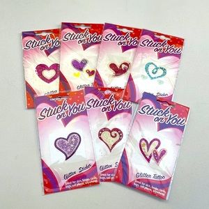 Bundle Of 7 Heart Stick-On Glitter Tattoo Stickers